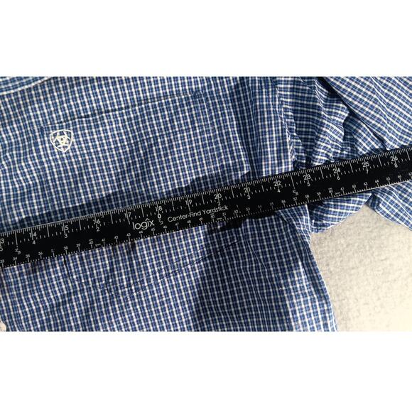 Ariat Pro Series XXL Tall Check Shirt Blue White Button Down Western Workwear - Picture 4 of 8